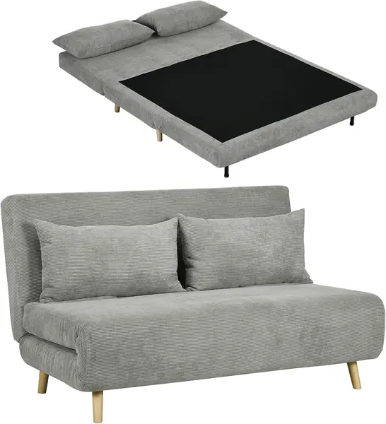 3 in 1 Schlafsofa 2 Sitzer Sofa mit Schlaffunktion – Grau