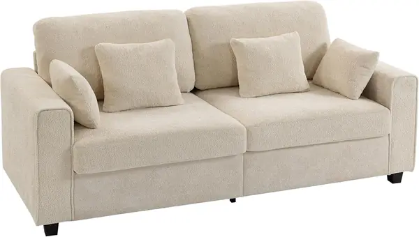 3-Sitzer Sofa – 5 cm Couch mit Tiefem Sitz, 4 Kissen