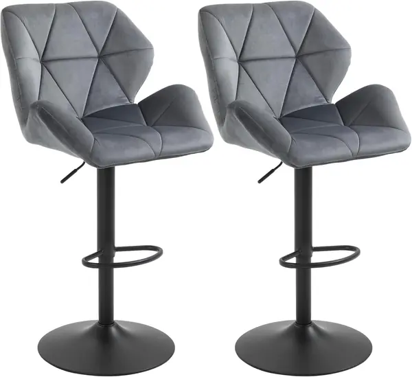 Barhocker 2er Set – Lehne, Samtoptik