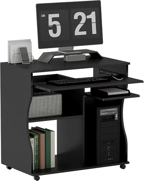 Computertisch Schreibtisch mit Rollen Bürotisch mit