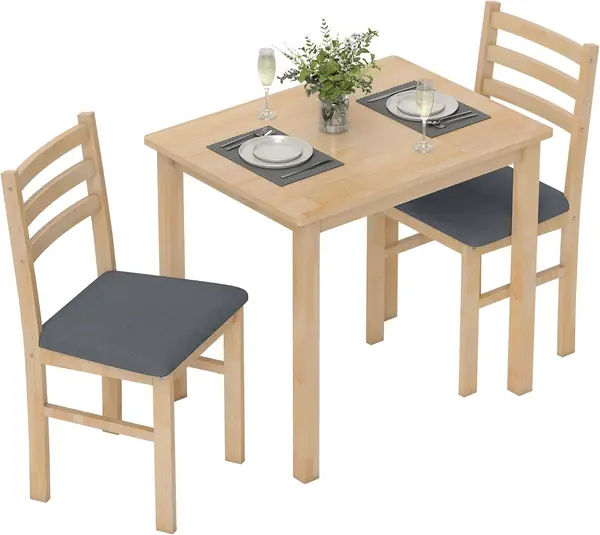 Essgruppe Holz 80 x 60 cm Esstisch mit 2 Stühlen