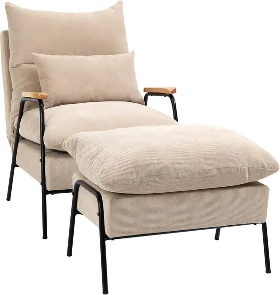 Relaxsessel mit Hocker Sessel mit Verstellbar Rückenlehne