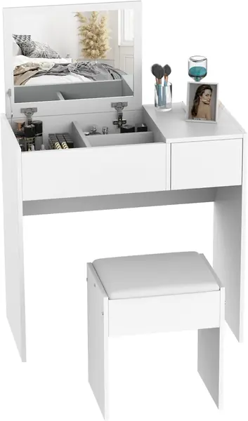 Schminktisch-Set mit hochklappbarem Spiegel
